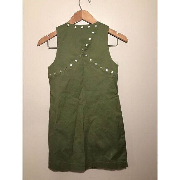 Kate Spade Saturday Sleeveless Mini Shift Dress Silver Grommet Sz 0 Army Green - Picture 3 of 6